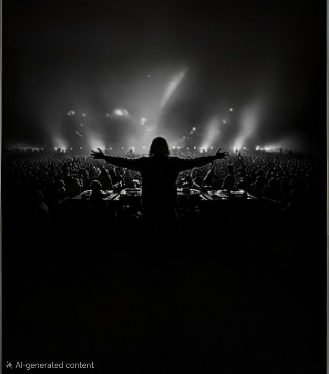 DJ Swamp — live, arms wide, massive crowd